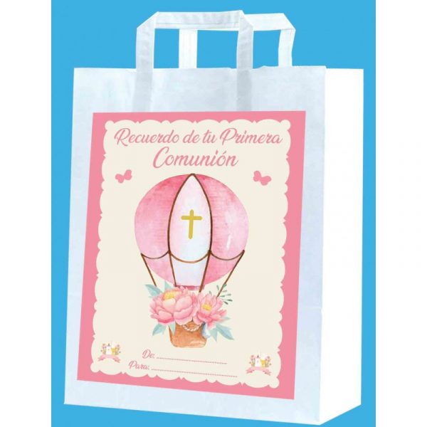 Bolsa Pequeña Comunión Globo Rosa