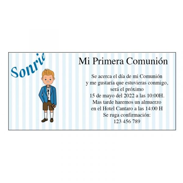 Invitación Comunión Niño Personalizada
