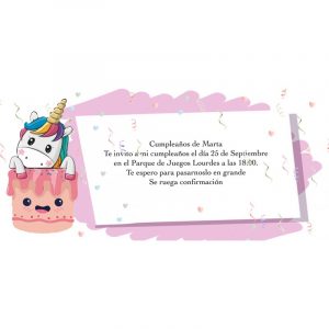 Invitación Unicornio Personalizada Para Cumpleaños