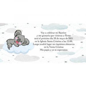 Invitaciones De Bautizo Koala Personalizada