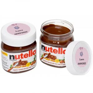 Nutella en Tarro de 25 Gramos con Adhesivo de Bautizo Niña Personalizado con Nombre y Fecha