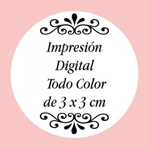 Personalización con Impresión Digital con Texto, Foto o Logo a Todo Color de 3 x 3 cm